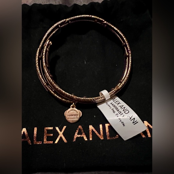 Alex and Ani Rose Gold Feather Bangle Bracelet - Picture 5 of 10